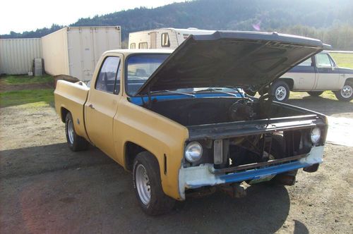 1977 chevy 1/2 ton short box project truck with 350 automatic trans and wheels