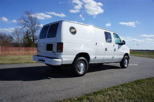 2005 ford e250 cargo van for sale~white~port hole window~bins~salvage title