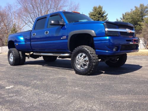 2003 chevy 3500 lt crew cab dually duramax diesel only 55k miles lifted loaded